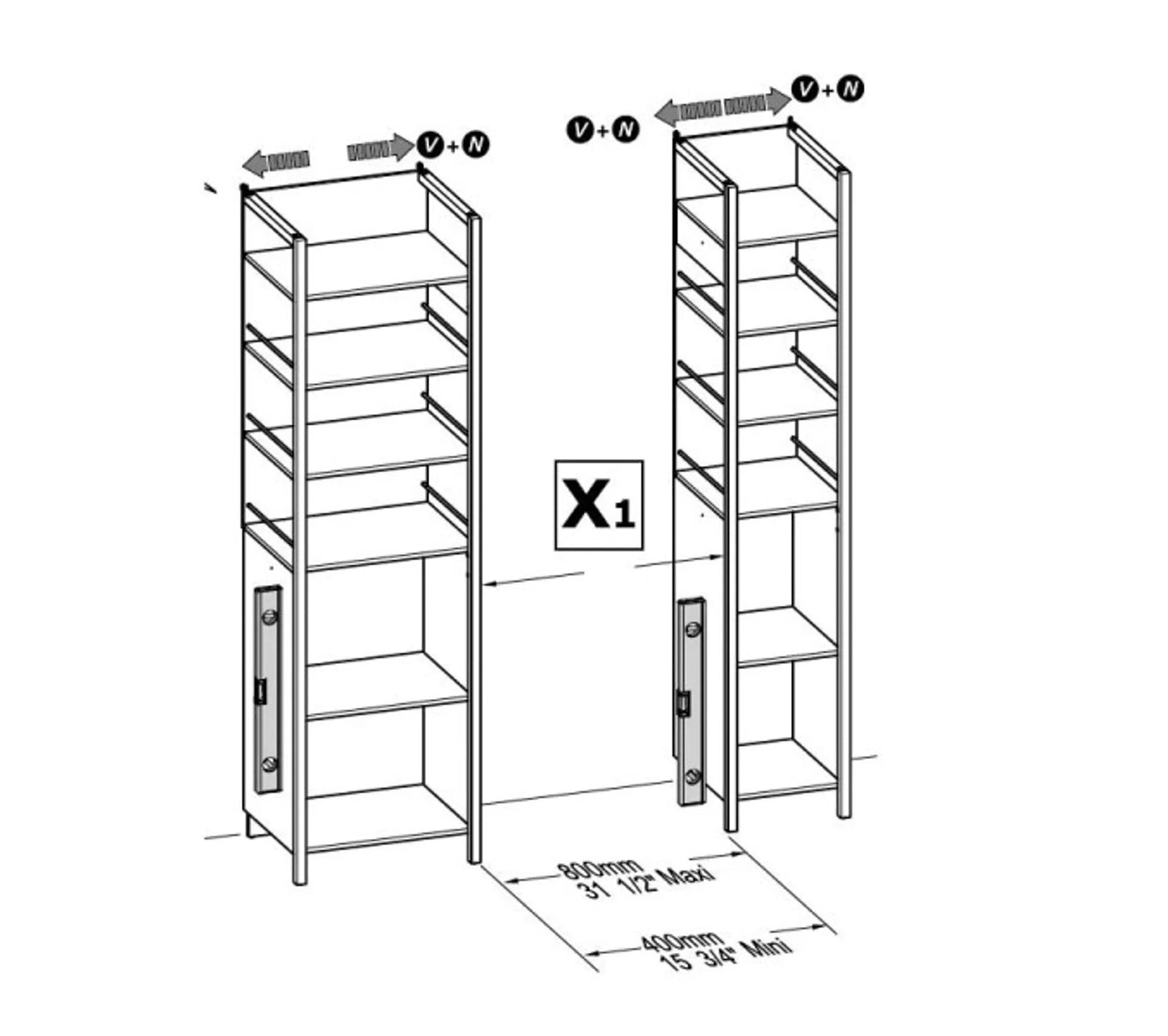 Aménagement Dressing Extensible Chêne/noir - Gari - L 140/179 X L 48 X H 207 Cm