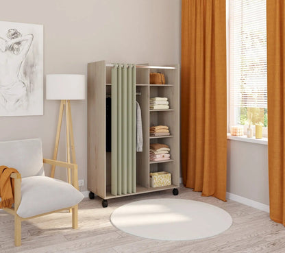 Kit dressing avec rideau L.100 cm MOVE 2 imitation chêne