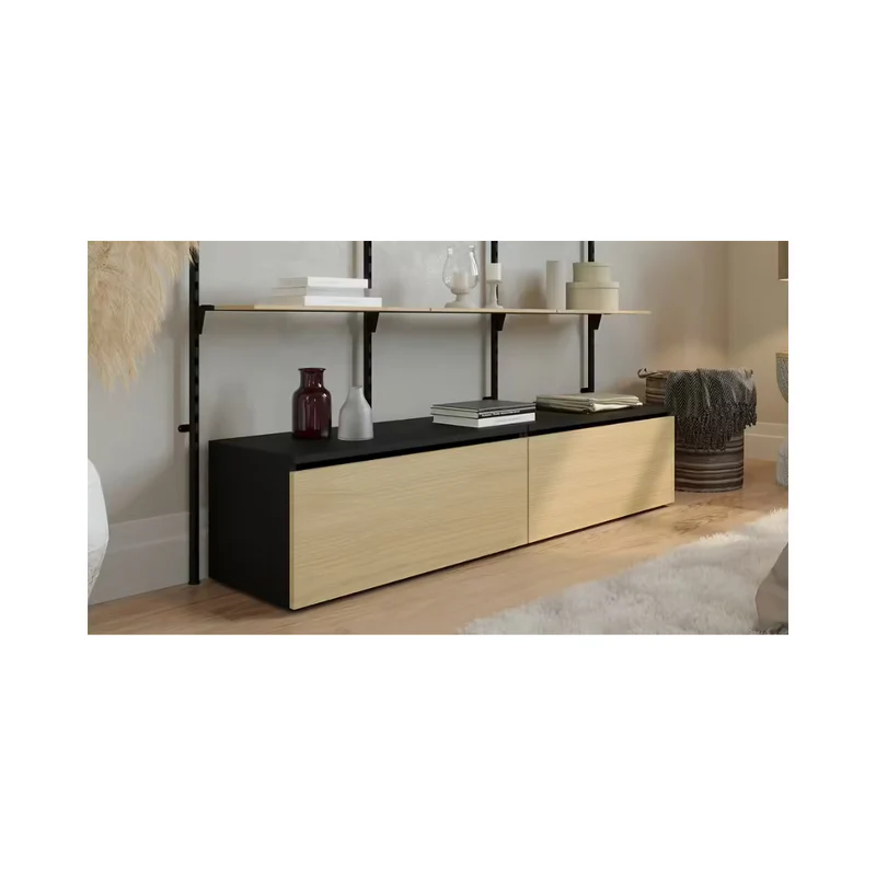 Meuble dressing modulable KALI blanc et bois